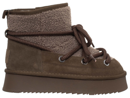 SKÓRZANE BOTKI DAMSKIE - SOLO SOPRANI COUTURE - SCW421P17/03 LUNAR BROWN