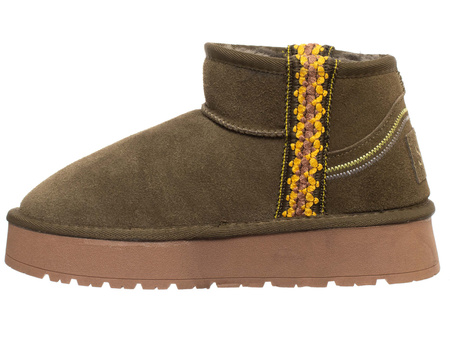 SKÓRZANE BOTKI DAMSKIE -SOLO SOPRANI COUTURE - SCW421P20/02 HOTA SUEDE TRIMMING GREEN