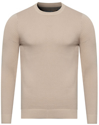 JACK&JONES - SWETER MĘSKI - JJEATLAS KNIT CREW NECK NOOS 12212816/BEŻOWY