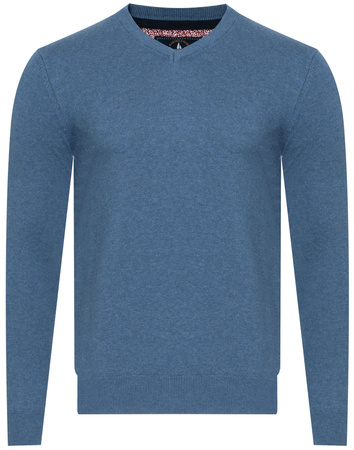 SWETER MĘSKI V-NECK - 201 NIEBIESKI