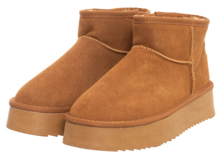 SKÓRZANE BOTKI DAMSKIE - SOLO SOPRANI COUTURE - SCW421P05/02 HUGH PLATFORM CAMEL