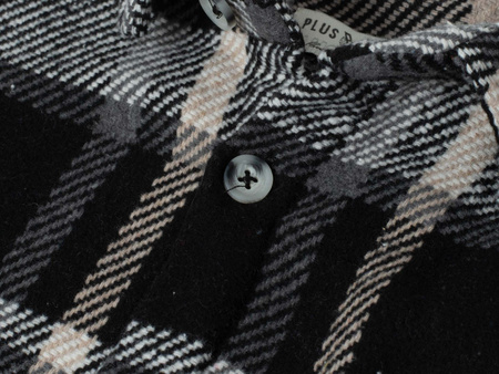 KOSZULA MĘSKA - CZARNO- BEŻOWO-BRĄZOWY KRATKA