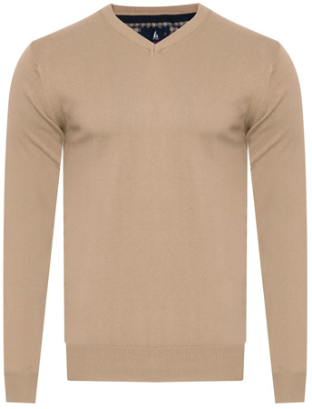 SWETER MĘSKI V-NECK - 200 BEŻOWY