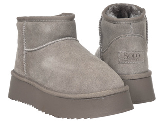 SKÓRZANE BOTKI DAMSKIE - SOLO SOPRANI COUTURE - SSW421P05/03 HUGH PLATFORM TAUPE