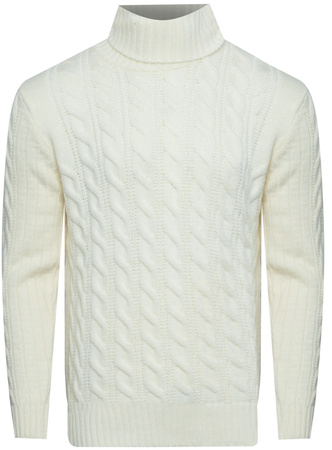 SWETER MĘSKI Z GOLFEM - 012303/KREMOWY