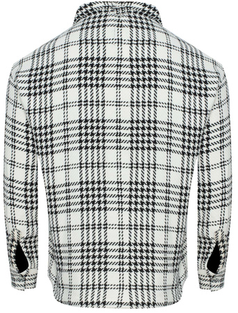 KOSZULA MĘSKA - KREMOWO-CZARNY PEPITKA