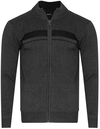 SWETER MĘSKI ROZPINANY - S8162 CIEMNOSZARY