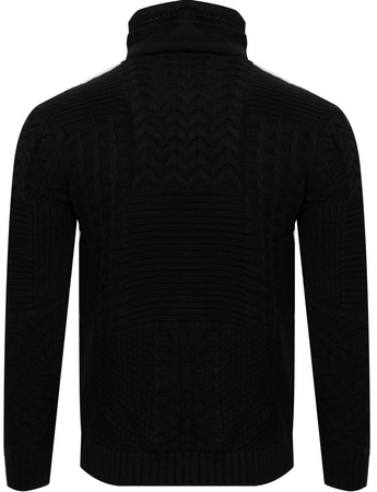 SWETER MĘSKI Z PÓŁGOLFEM - CJU 51251 152/CZARNY