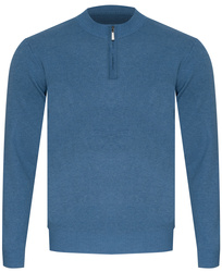 SWETER MĘSKI Z PÓŁGOLFEM - K6011 JASNONIEBIESKI