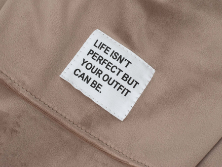 FASHION - WELUROWY KOMPLET DRESOWY DAMSKI - ID8861 JASNOBRĄZOWY