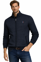 LINTEBOB COLLECTION - SWETER MĘSKI ROZPINANY - MQ-2836-PL GRANATOWY