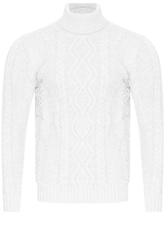 SWETER MĘSKI Z GOLFEM - 3157/BIAŁY