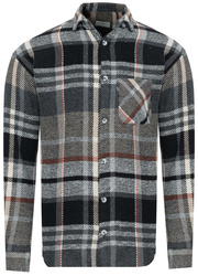 KOSZULA MĘSKA - CZARNO- BEŻOWO-BRĄZOWY KRATKA
