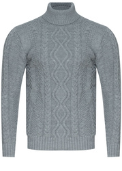 SWETER MĘSKI Z GOLFEM - 3157/SZARY