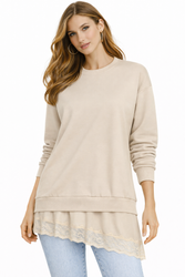 FASHION - BLUZA DAMSKA Z HALKĄ - ID8855 BEŻOWA