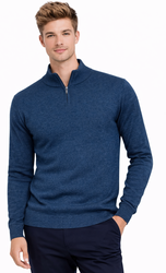 SWETER MĘSKI Z PÓŁGOLFEM - K6007 GRANATOWY 