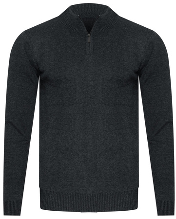 SWETER MĘSKI Z PÓŁGOLFEM - K6007 CIEMNOSZARY
