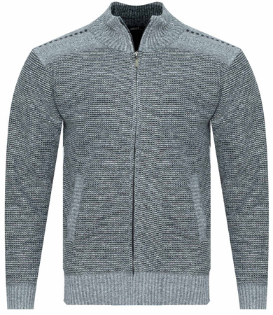 SWETER MĘSKI ROZPINANY - S8627 JASNOSZARY