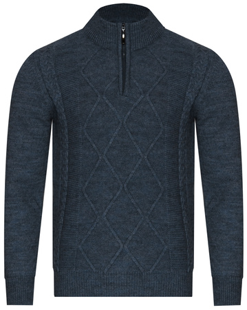 ANY MANY - SWETER MĘSKI Z POŁGOLFEM - 8157 INDIGO