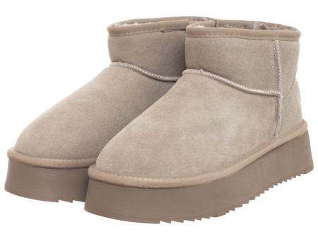 SKÓRZANE BOTKI DAMSKIE - SOLO SOPRANI COUTURE - SCW421P05/03 HUGH PLATFORM TAUPE