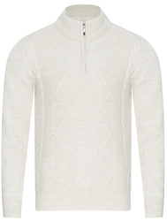 SWETER MĘSKI  Z POŁGOLFEM - 8157 CREAM