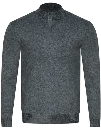 SWETER MĘSKI Z PÓŁGOLFEM - K6011 CIEMNOSZARY