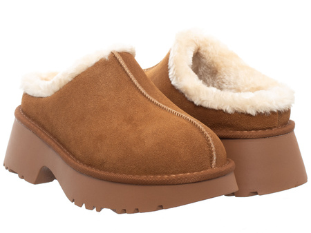 SOLO SOPRANI COUTURE - BUTY DAMSKIE - SSW521P32/53 REMY SUEDE FUR CAMEL