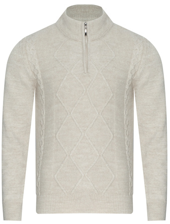 SWETER MĘSKI Z POŁGOLFEM - 8157 BEIGE
