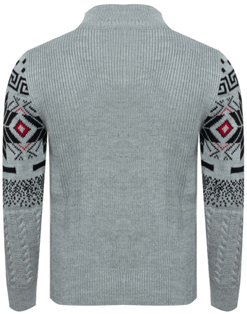 SWETER MĘSKI Z PÓŁGOLFEM - LORR&MEN 5 SZARY - ŚWIĄTECZNY