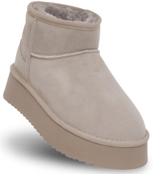 SKÓRZANE BOTKI DAMSKIE - SOLO SOPRANI COUTURE - SSW421P05/03 HUGH PLATFORM TAUPE