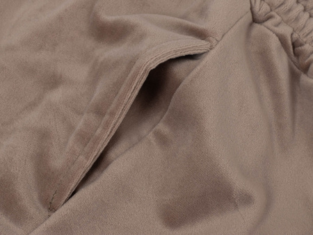 FASHION - WELUROWY KOMPLET DRESOWY DAMSKI - ID8861 JASNOBRĄZOWY