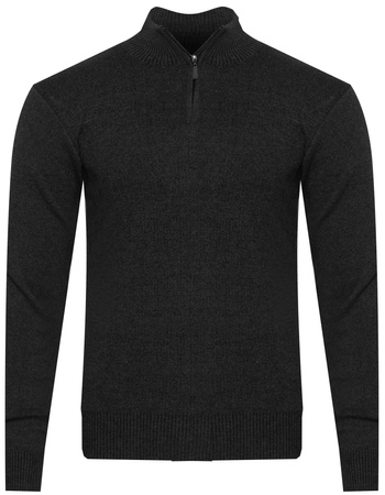 MUST PARKOUR - SWETER MĘSKI Z PÓŁGOLFEM - S8205 CIEMNOSZARY