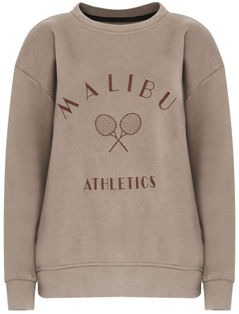 FASHION - BLUZA DAMSKA Z NADRUKIEM - ID8865 JASNOBRĄZOWA