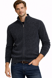 SWETER MĘSKI ROZPINANY - S8681 CIEMNOSZARY