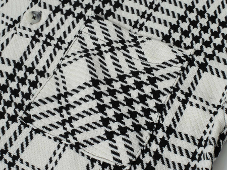 KOSZULA MĘSKA - KREMOWO-CZARNY PEPITKA