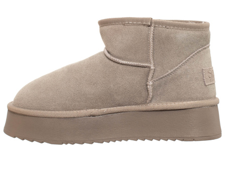 SKÓRZANE BOTKI DAMSKIE - SOLO SOPRANI COUTURE - SCW421P05/03 HUGH PLATFORM TAUPE