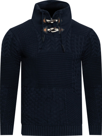 SWETER MĘSKI Z POŁGOLFEM - CJU 51251 152 GRANATOWY