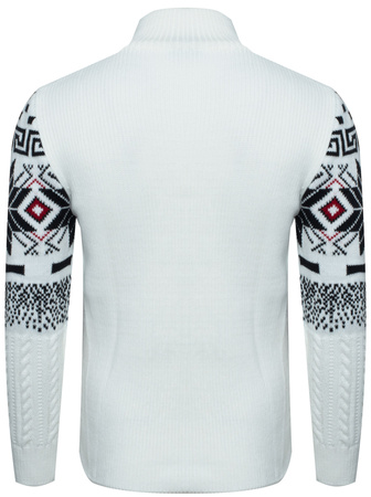 SWETER MĘSKI Z PÓŁGOLFEM - LORR&MEN 2 BIAŁY ŚWIĄTECZNY