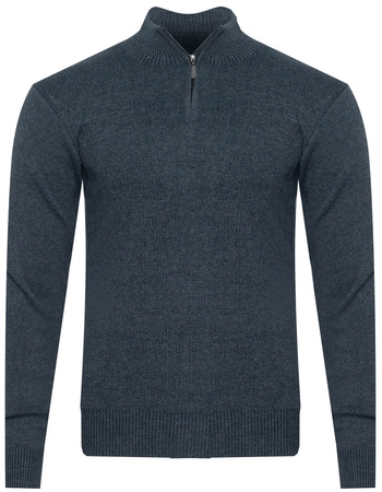 MUST PARKOUR - SWETER MĘSKI Z PÓŁGOLFEM - S8205 GRANATOWY MELANŻ