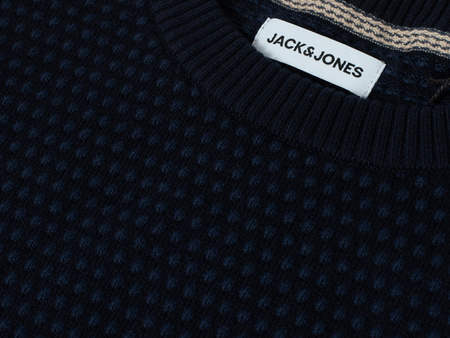 JACK&JONES - SWETER MĘSKI - JJEATLAS KNIT CREW NECK NOOS 12212816/GRANATOWY