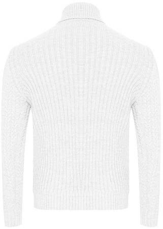 SWETER MĘSKI Z GOLFEM - 3157/BIAŁY