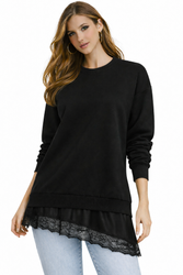 FASHION - BLUZA DAMSKA Z HALKĄ - ID8853 CZARNA