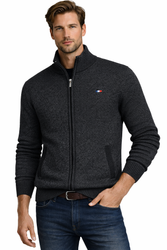 LINTEBOB COLLECTION - SWETER MĘSKI ROZPINANY - MQ-2836-PL SZARY MELANŻ