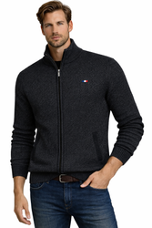 LINTEBOB COLLECTION - SWETER MĘSKI ROZPINANY - MQ-2836-PL CIEMNOSZARY