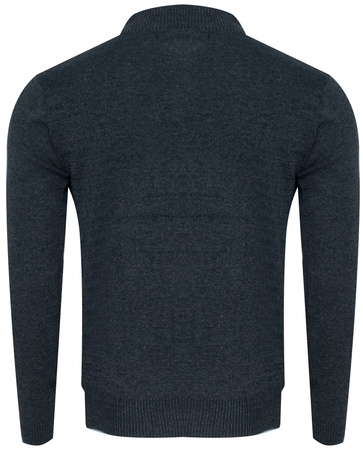 SWETER MĘSKI Z PÓŁGOLFEM - K6007 GRANATOWY MELANŻ