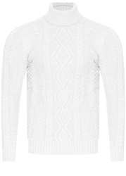 FUTRIOM - SWETER MĘSKI Z GOLFEM - 3157/BIAŁY