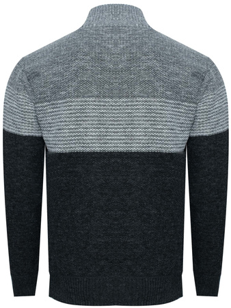 SWETER MĘSKI ROZPINANY - S8655 JASNOSZARY