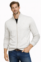 ORIGINAL REDWAY - SWETER MĘSKI Z PÓŁGOLFEM ROZPINANY - SWETER ROZPINANY BEŻOWY K