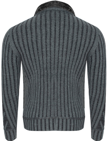 SWETER MĘSKI Z PÓŁGOLFEM - 590 CIEMNOSZARY