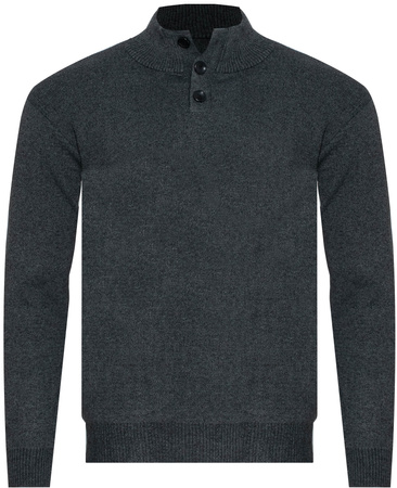 SWETER MĘSKI Z PÓŁGOLFEM - S8212 CIEMNOSZARY